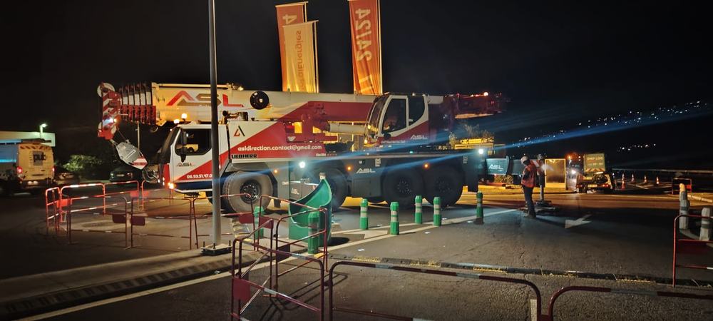 Grue mobile ASL en intervention de nuit